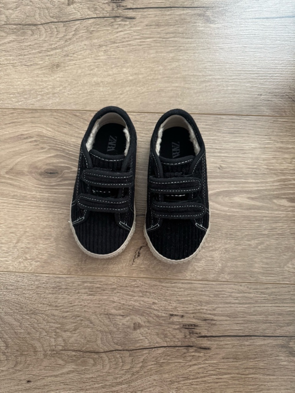 Zara Kids Black Corduroy Velcro Sneakers